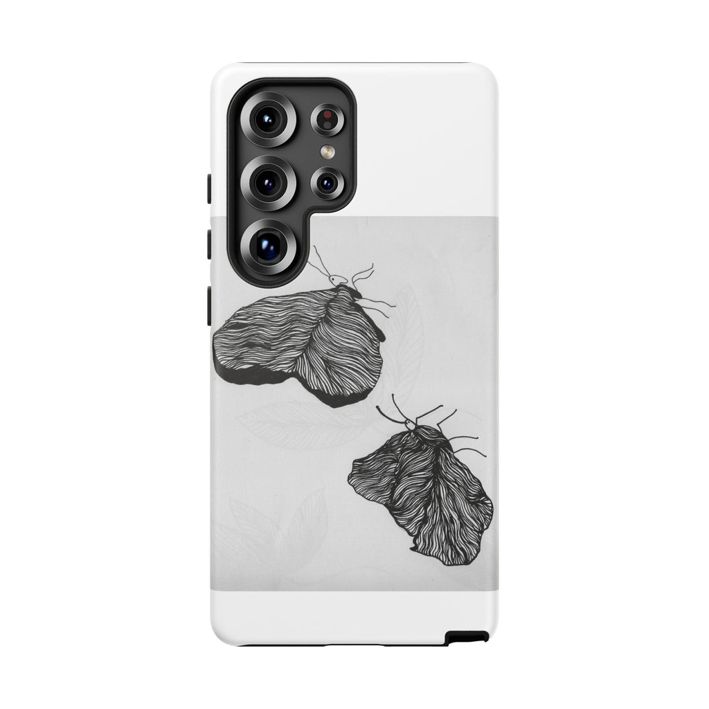 Moth Sketch Phone Case — Minimal Monochrome Insect Art iPhone Cover