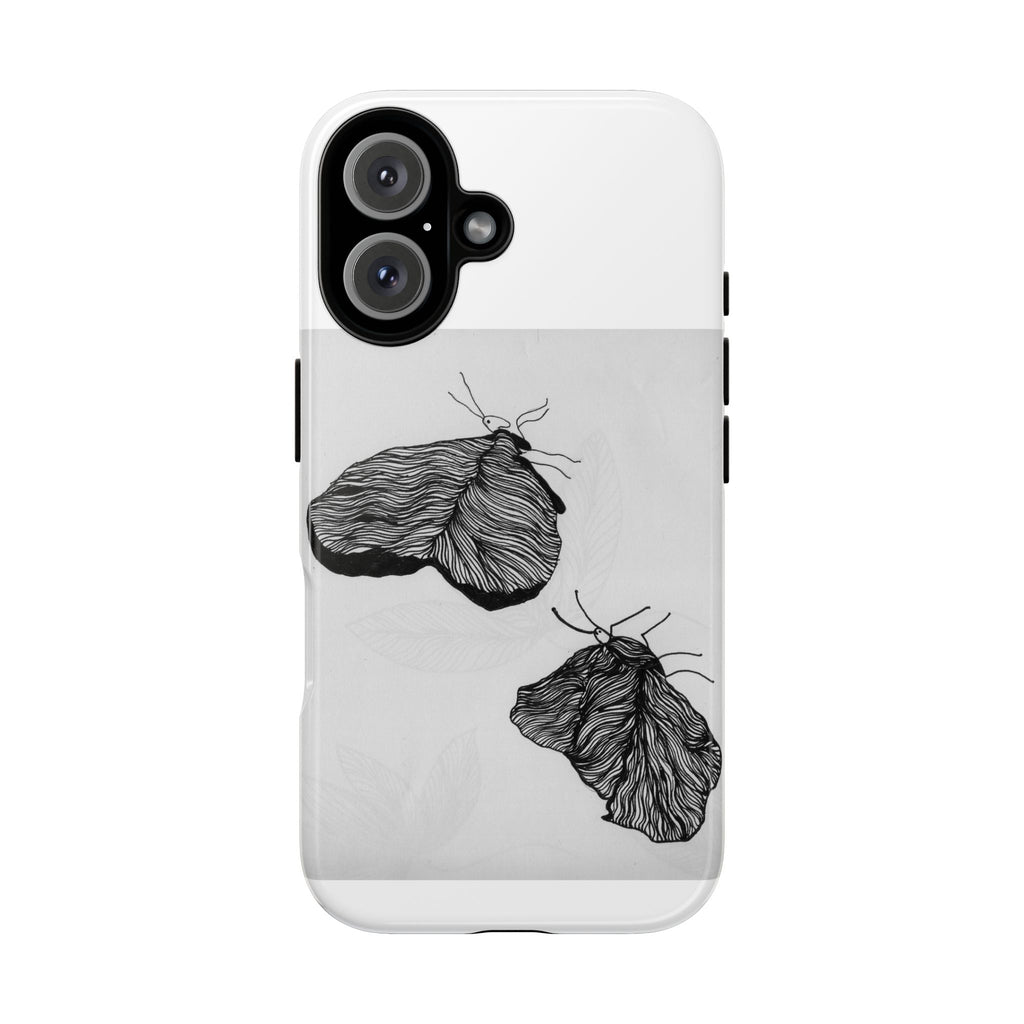 Phone Case — Minimal Black & White Moth Illustration