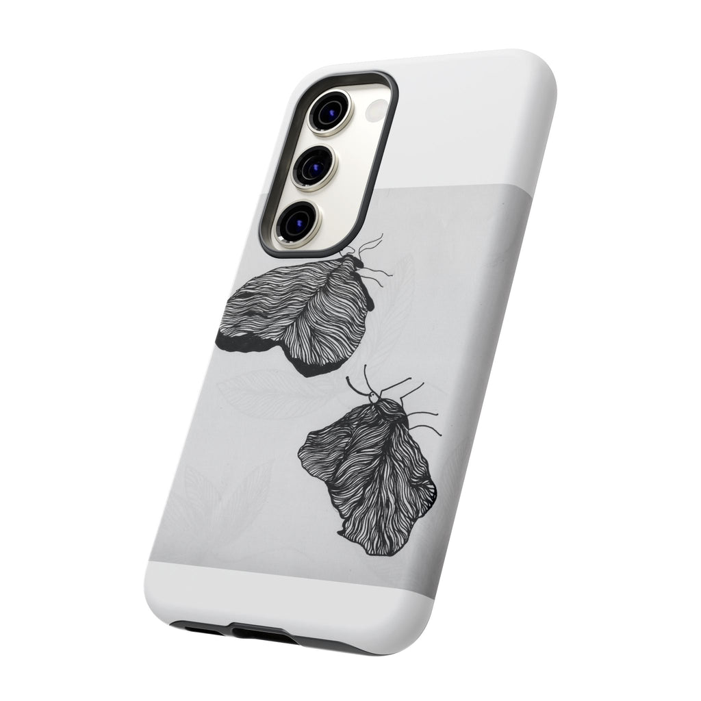 Moth Sketch Phone Case — Minimal Monochrome Insect Art iPhone Cover
