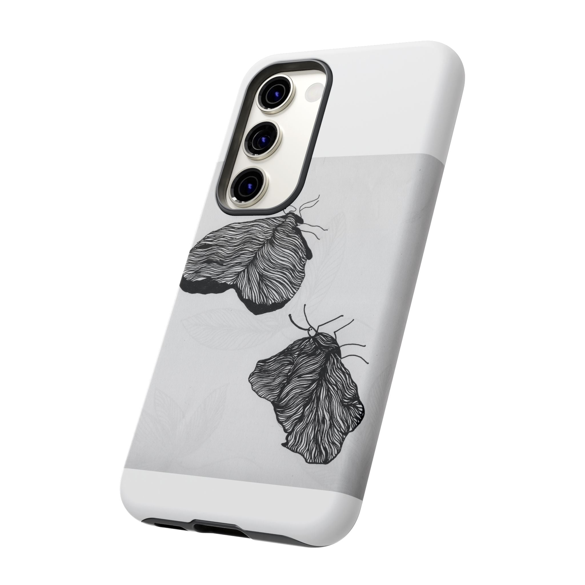 Moth Sketch Phone Case — Minimal Monochrome Insect Art iPhone Cover