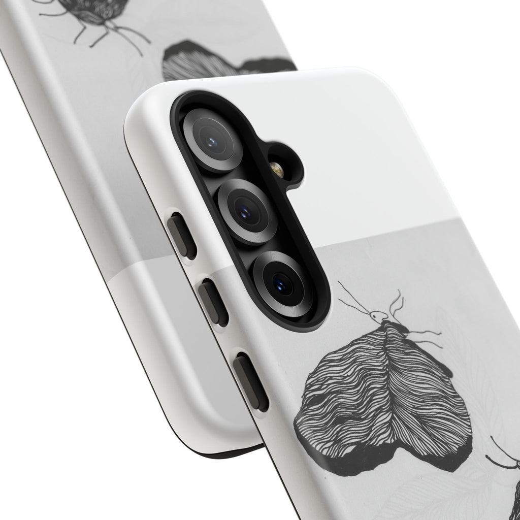 Moth Sketch Phone Case — Minimal Monochrome Insect Art iPhone Cover