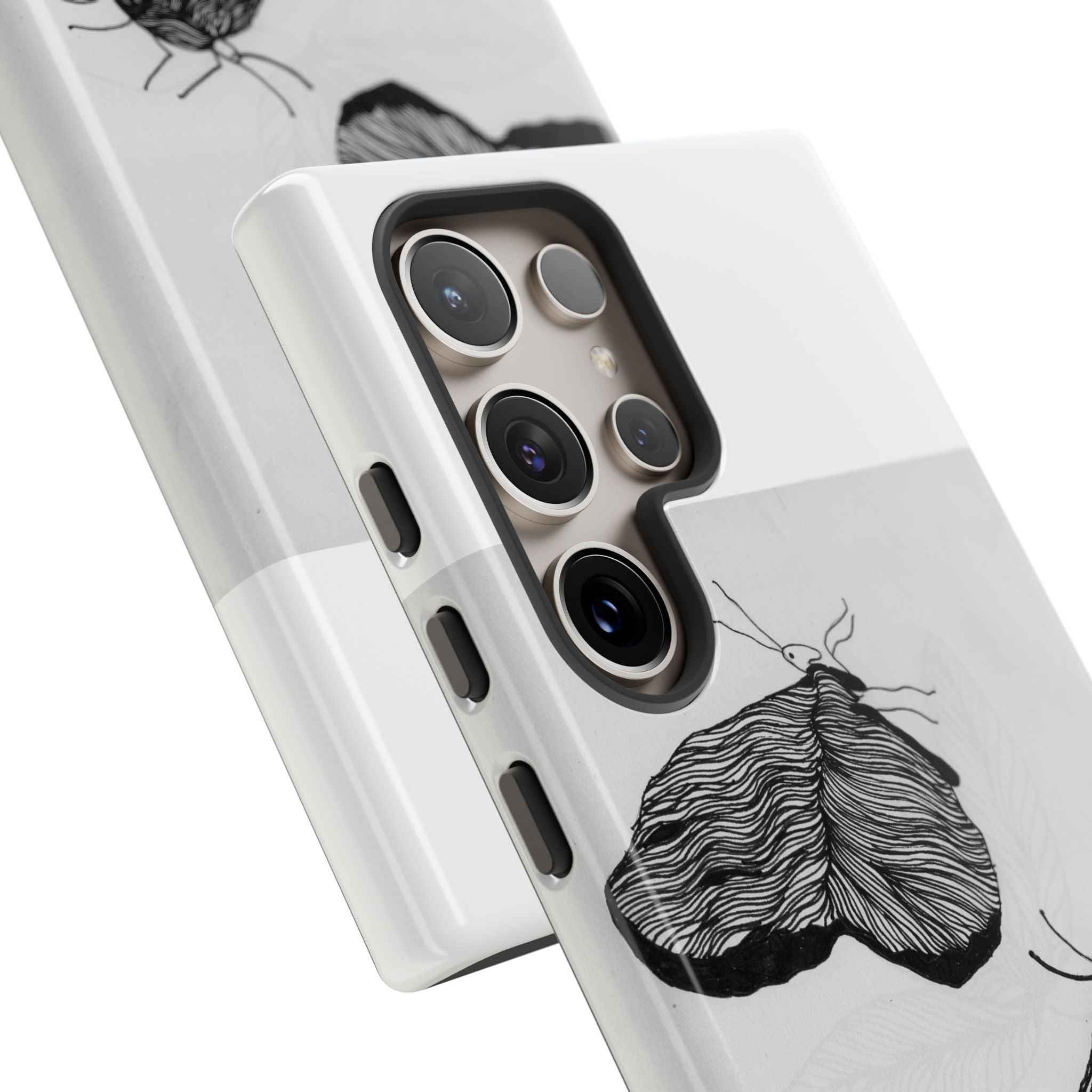 Moth Sketch Phone Case — Minimal Monochrome Insect Art iPhone Cover
