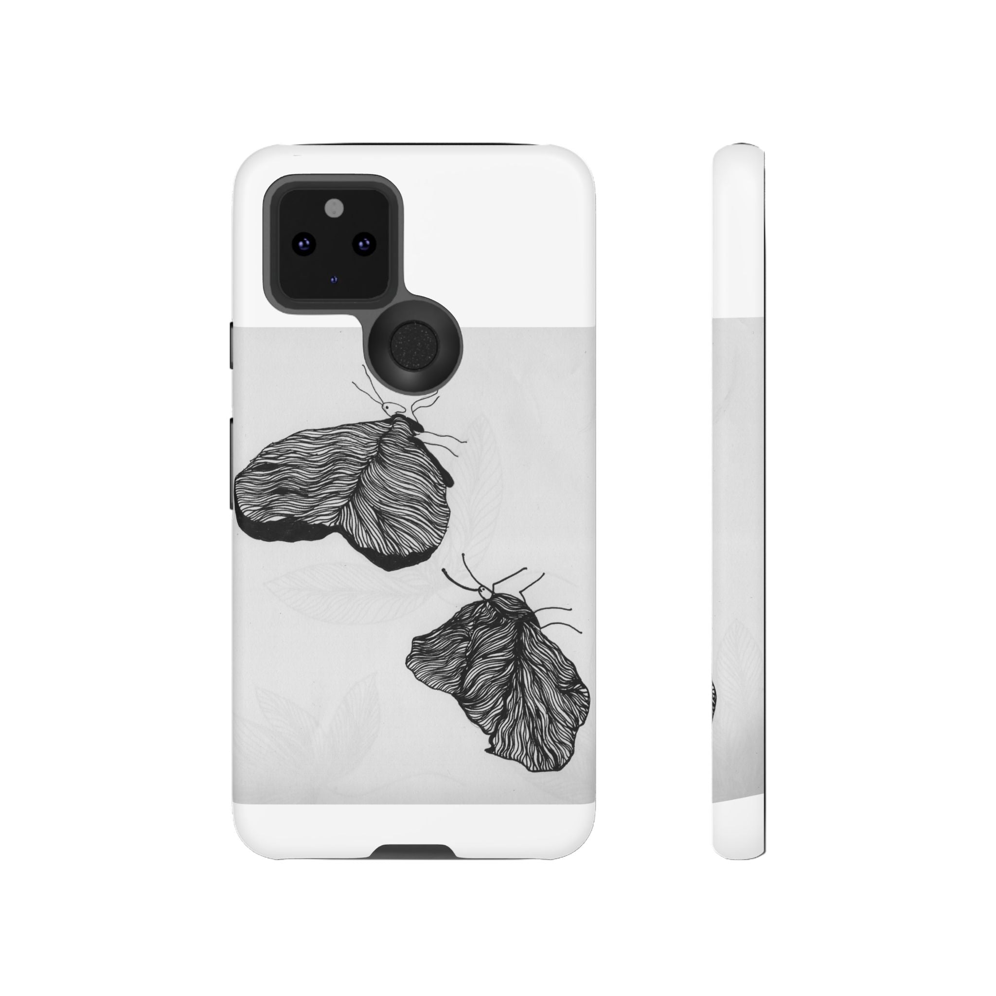 Moth Sketch Phone Case — Minimal Monochrome Insect Art iPhone Cover