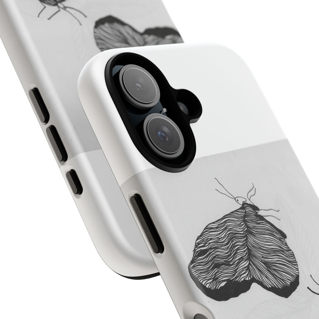 Phone Case — Minimal Black & White Moth Illustration