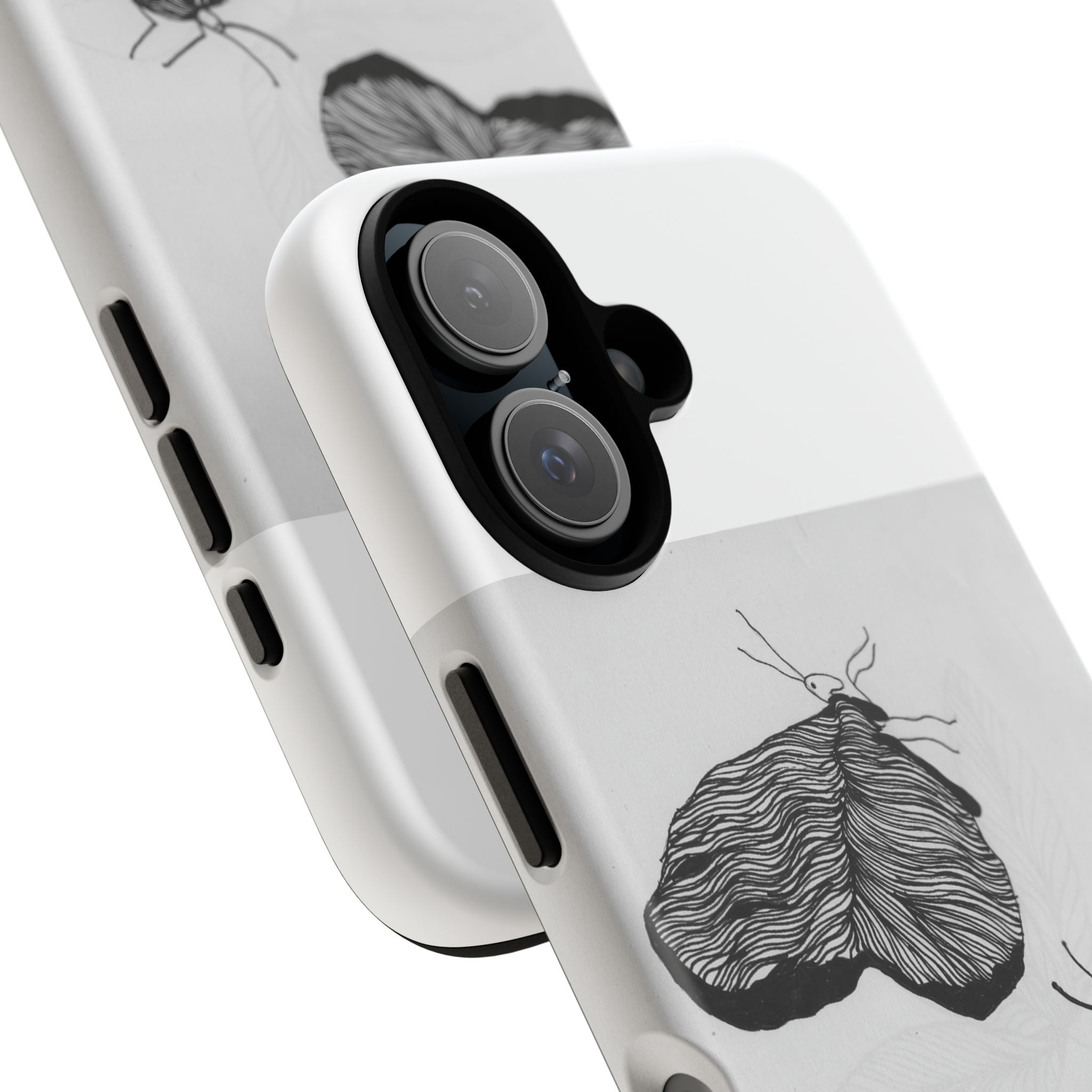 Phone Case — Minimal Black & White Moth Illustration
