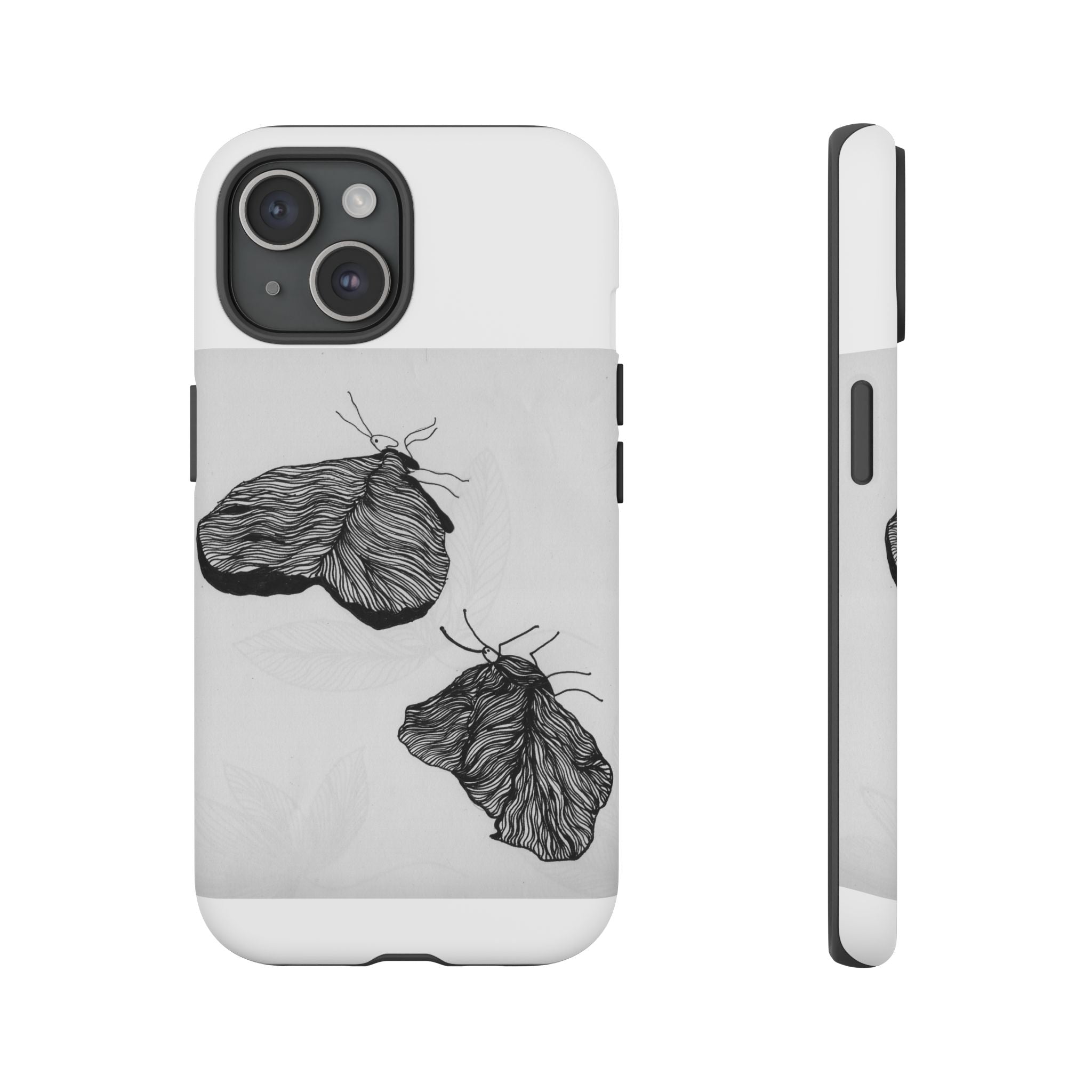 Moth Sketch Phone Case — Minimal Monochrome Insect Art iPhone Cover