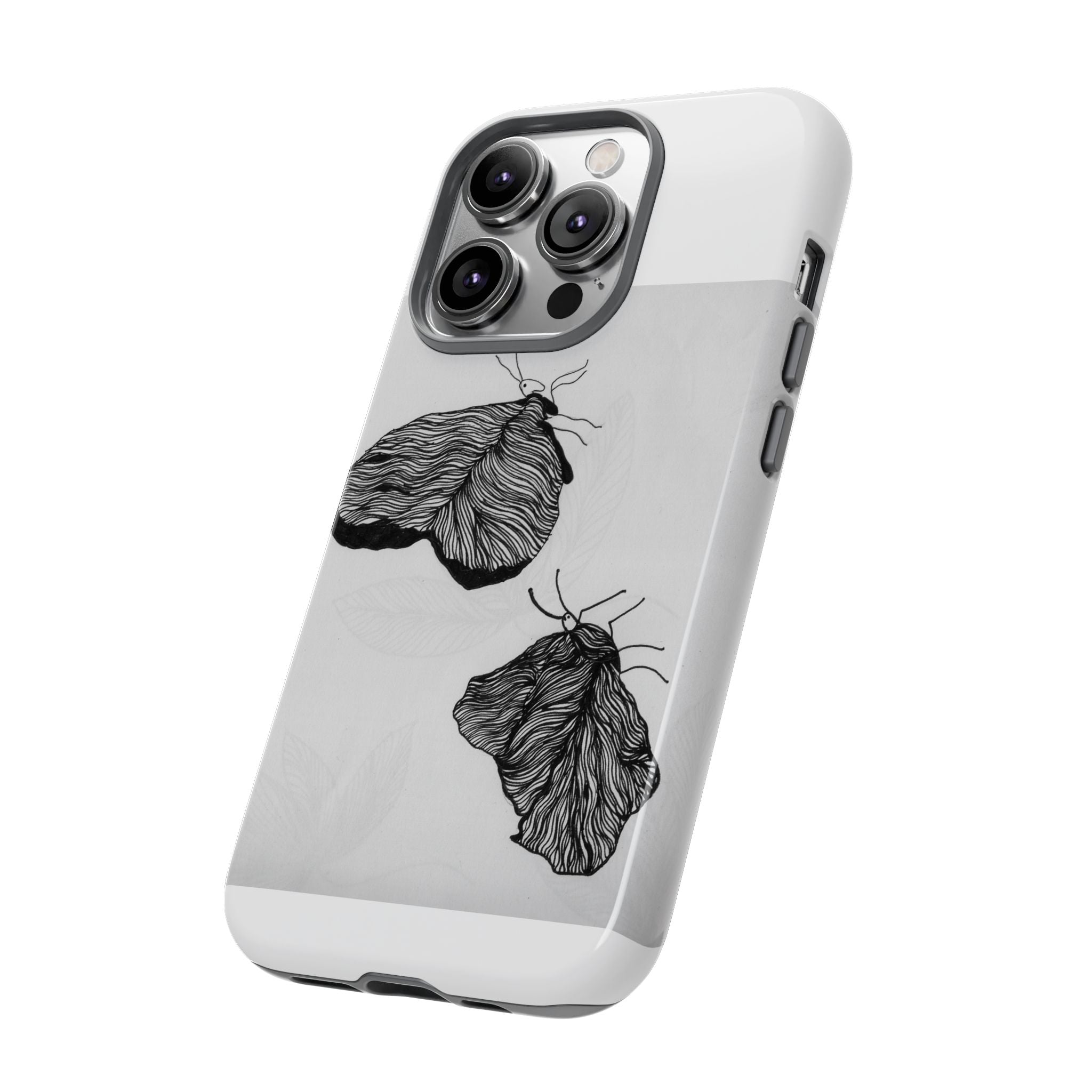 Moth Sketch Phone Case — Minimal Monochrome Insect Art iPhone Cover