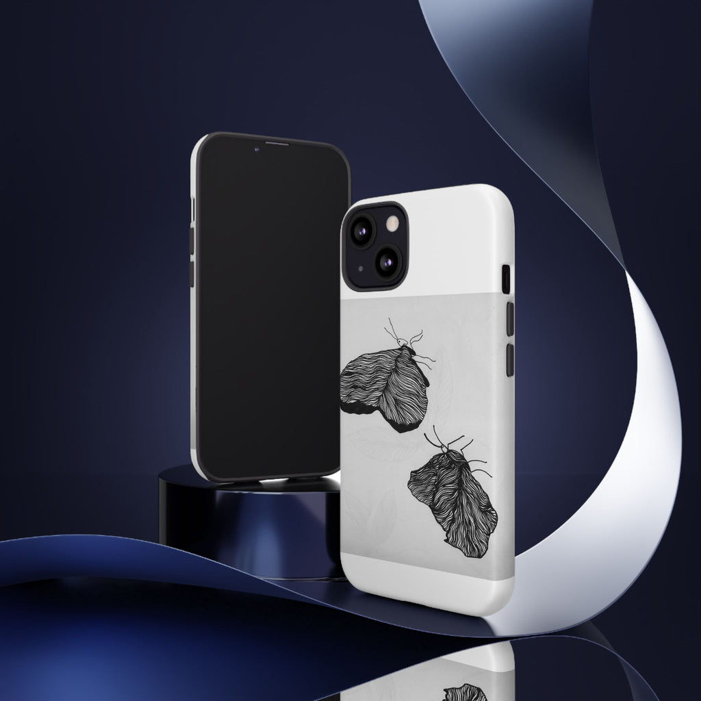Moth Sketch Phone Case — Minimal Monochrome Insect Art iPhone Cover