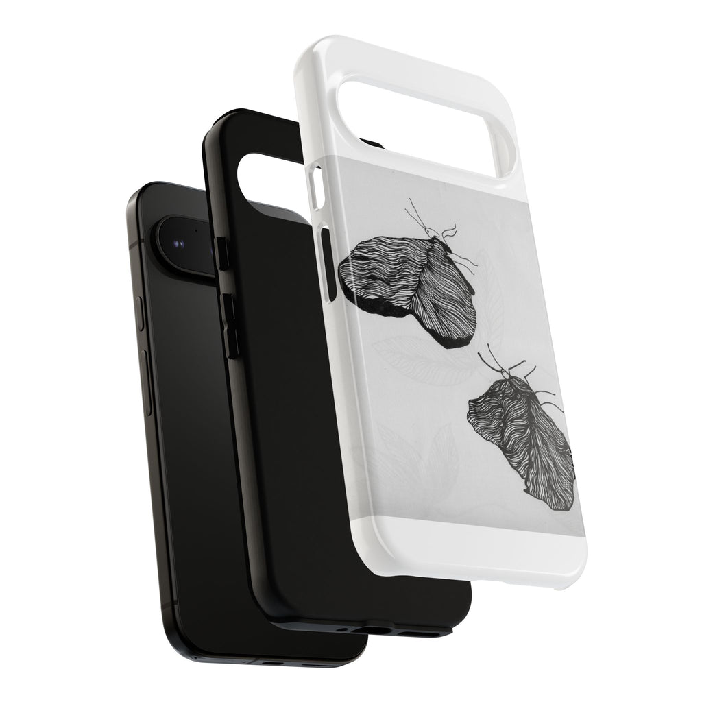 Moth Sketch Phone Case — Minimal Monochrome Insect Art iPhone Cover