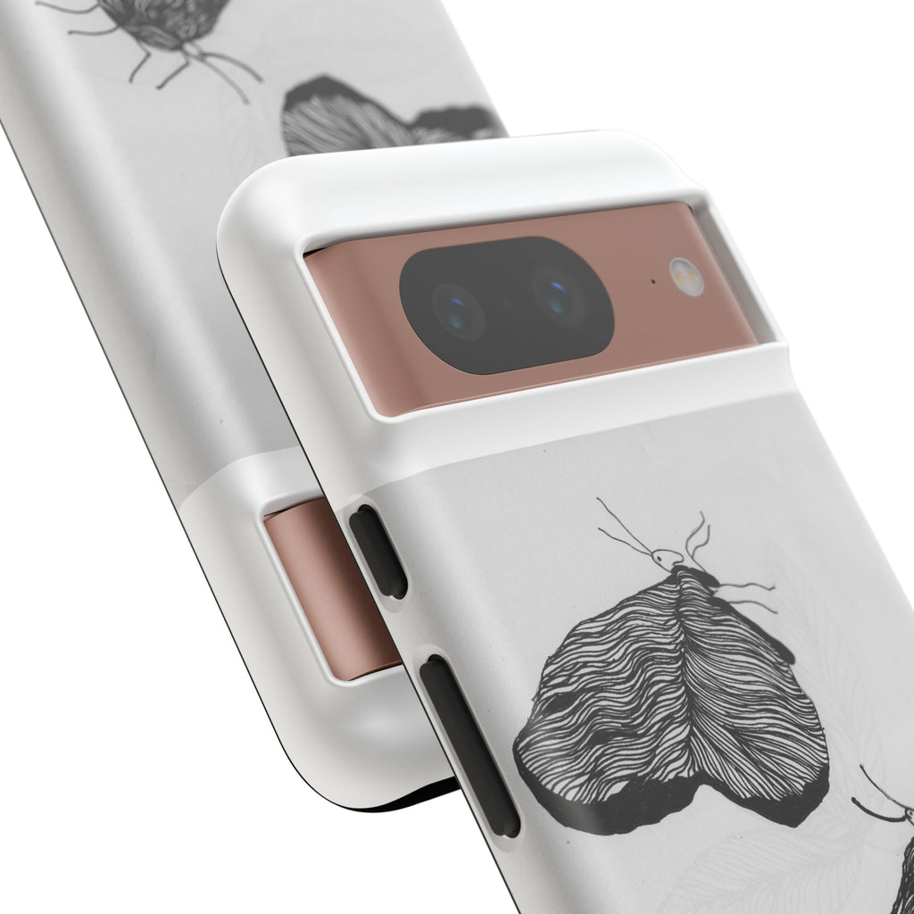 Moth Sketch Phone Case — Minimal Monochrome Insect Art iPhone Cover