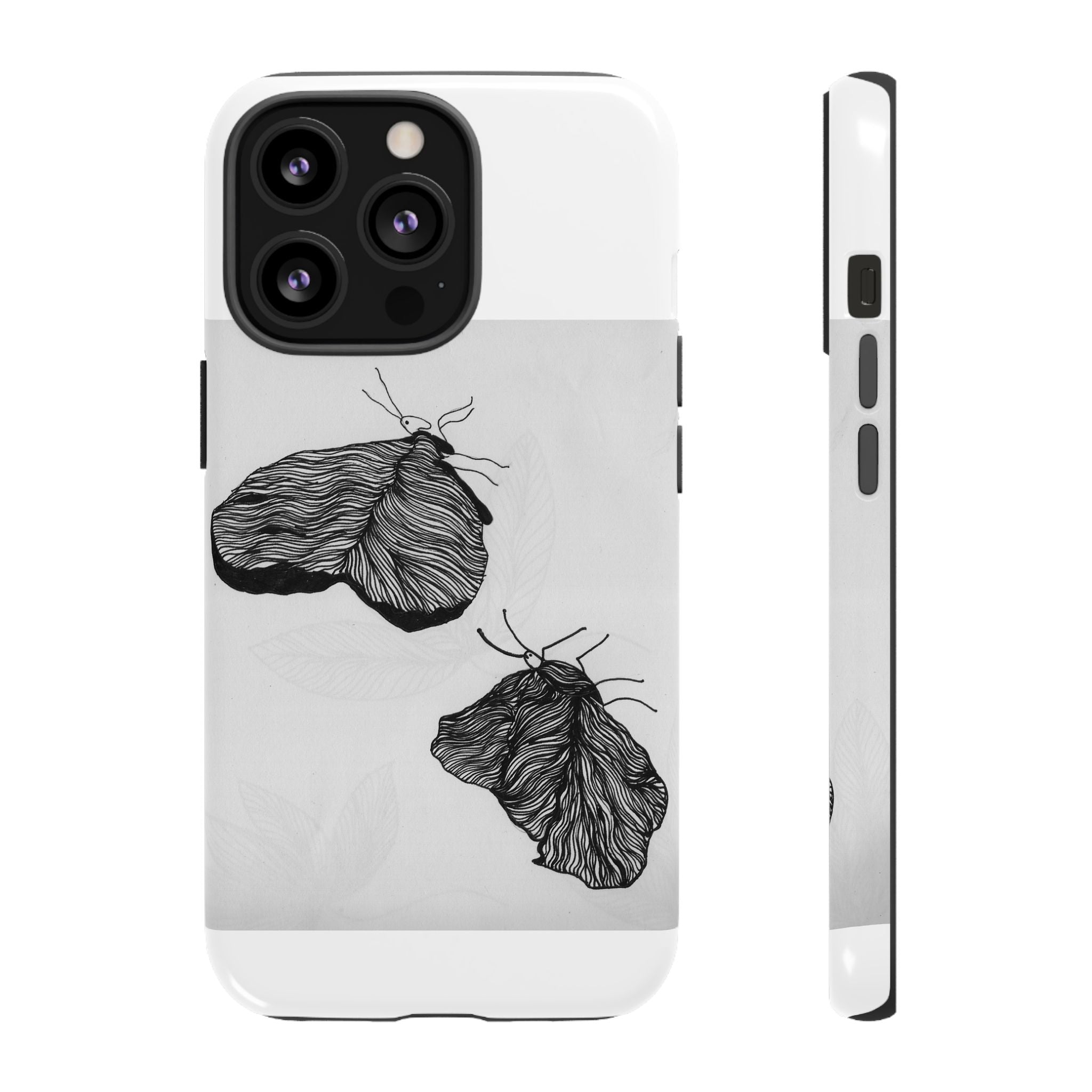 Moth Sketch Phone Case — Minimal Monochrome Insect Art iPhone Cover