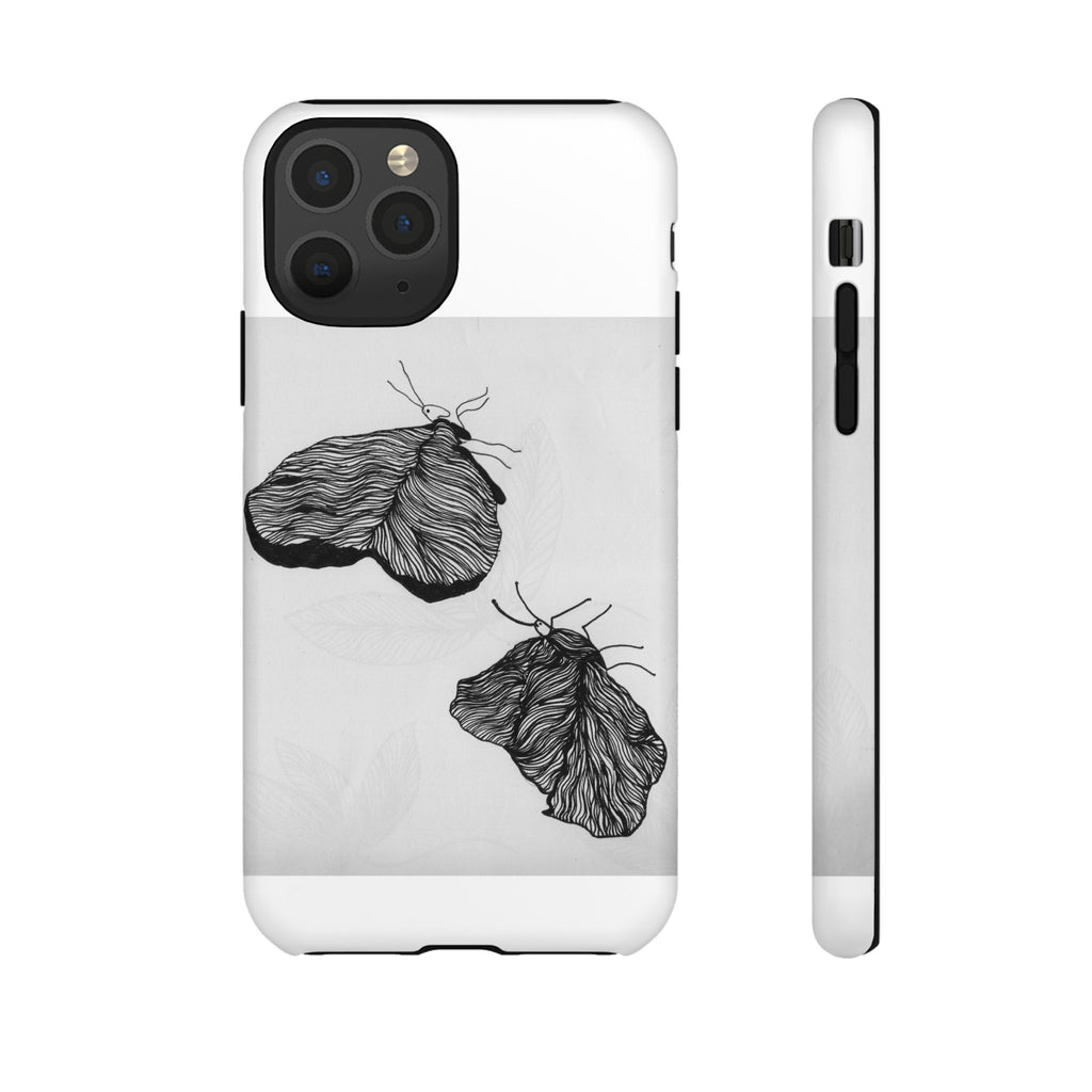 Moth Sketch Phone Case — Minimal Monochrome Insect Art iPhone Cover