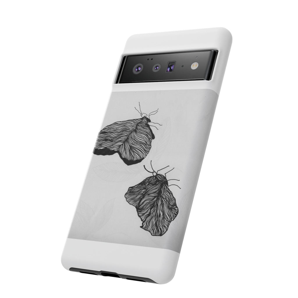 Moth Sketch Phone Case — Minimal Monochrome Insect Art iPhone Cover