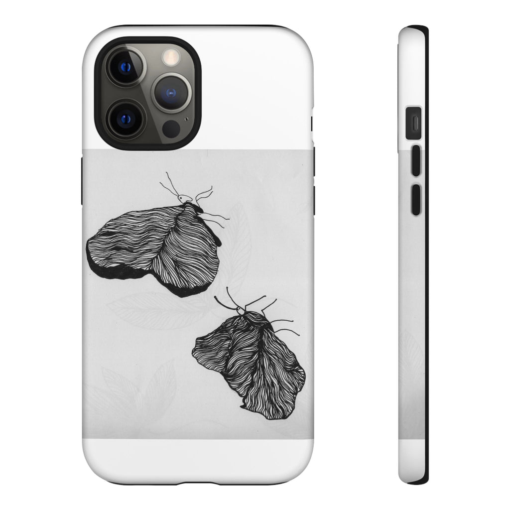 Moth Sketch Phone Case — Minimal Monochrome Insect Art iPhone Cover