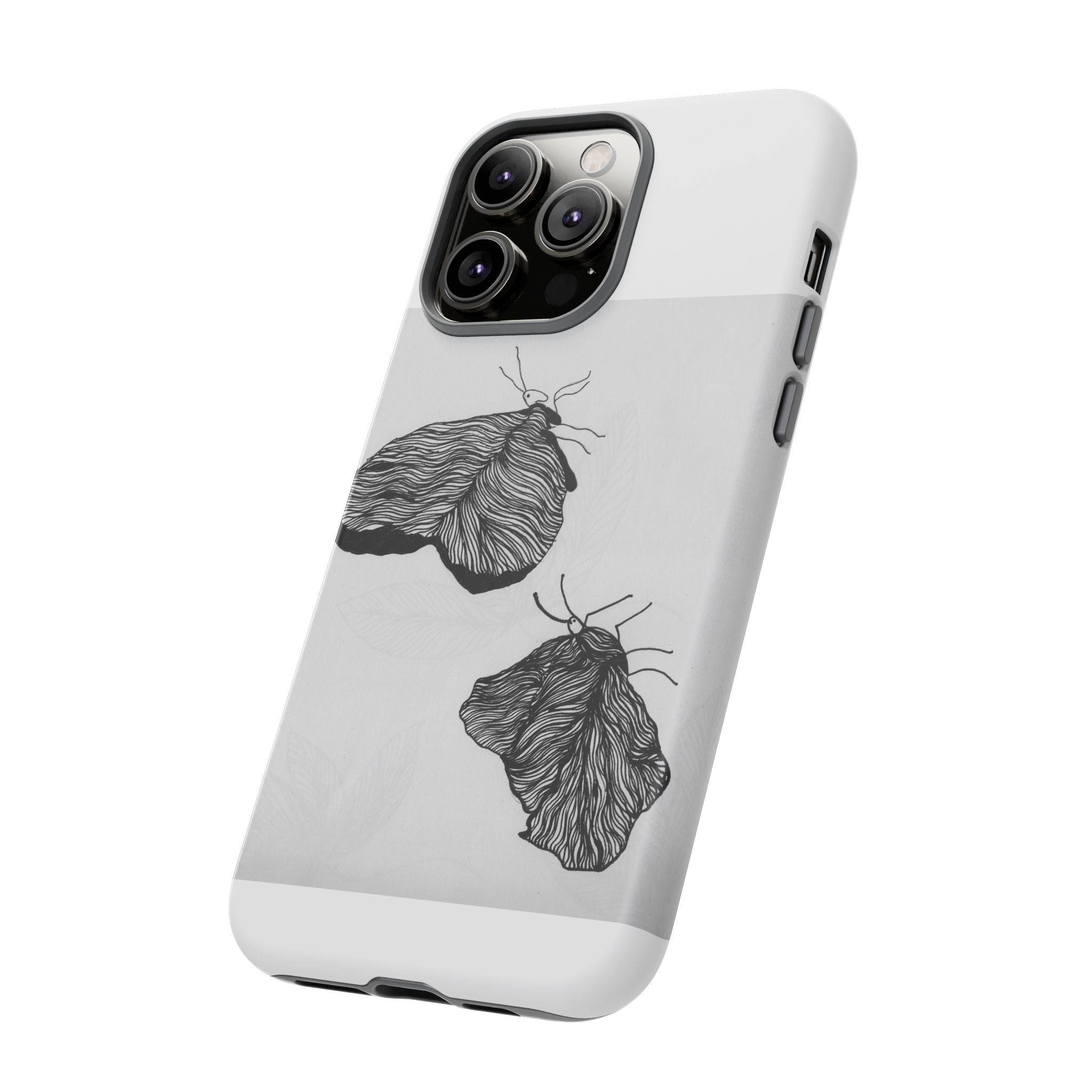 Moth Sketch Phone Case — Minimal Monochrome Insect Art iPhone Cover