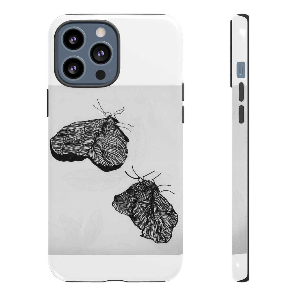 Moth Sketch Phone Case — Minimal Monochrome Insect Art iPhone Cover