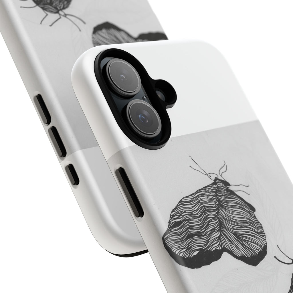 Moth Sketch Phone Case — Minimal Monochrome Insect Art iPhone Cover