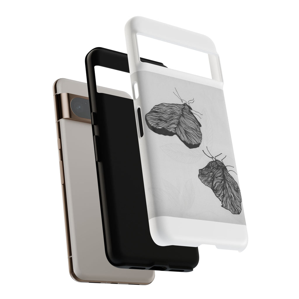 Moth Sketch Phone Case — Minimal Monochrome Insect Art iPhone Cover